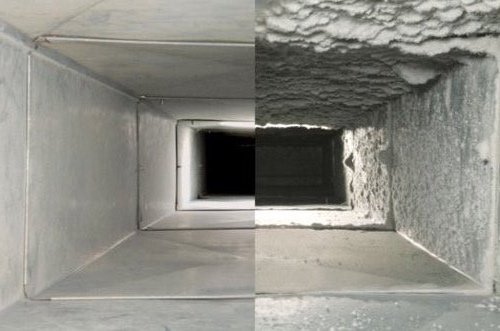 Before and after air duct cleaning in Los Angeles — dust and debris removed for cleaner indoor air